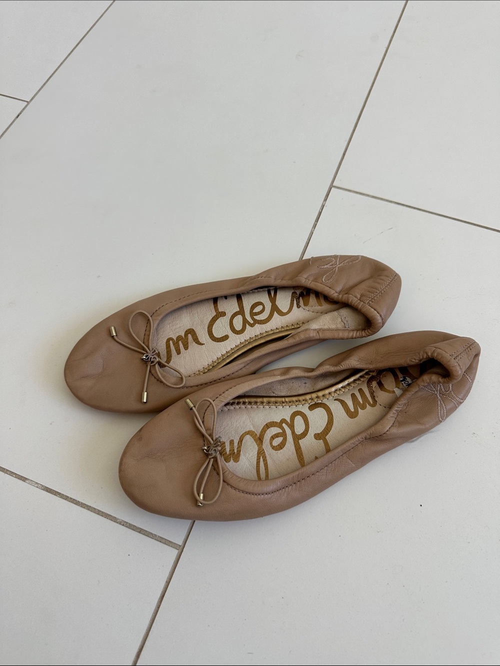 Sam Edelman Beige Leather Ballet Flats 6.5 women’s